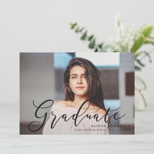 Momenteus script | Fotoaankondiging Afstuderen Aankondiging (Staand voorkant)