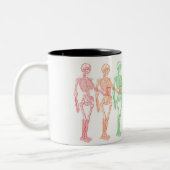 Momento Mori Anatomical Skeleton Vivid Rainbow Tweekleurige Koffiemok (Links)
