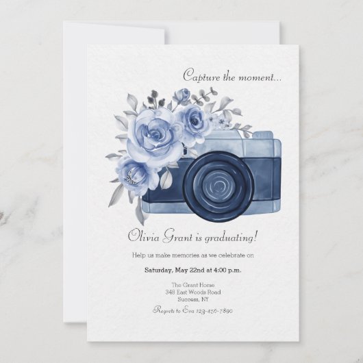 Momentopname Blauw Uitnodiging (Voorkant)