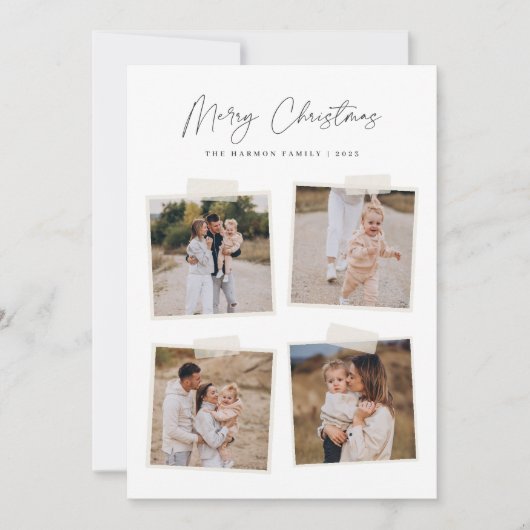 momentopname | Vrolijk Kerstfeest 5 Foto Feestdagenkaart (Voorkant)