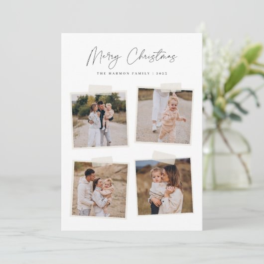 momentopname | Vrolijk Kerstfeest 5 Foto Feestdagenkaart (Staand voorkant)