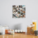 momentopnamen foto vierkante klok<br><div class="desc">Pas met uw foto's van het Instagram of andere kleine foto's aan en schik/gewas binnen lijsten,  of beweeg hen waar u wilt. De achtergrondkleur is aanpasbaar.</div>
