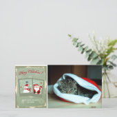 Momentopnames van Sinterklaas en de Sneeuwman Foto Feestdagenkaart (Staand voorkant)