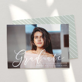 Momentous Script Mint Photo Afstuderen Aankondiging