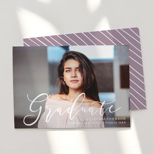 Momentous Script Paars Photo Afstuderen Aankondiging