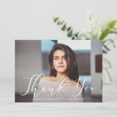 Momentous Script Photo Graduation Bedankkaart (Staand voorkant)
