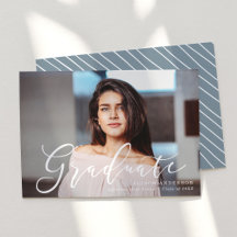 Momentous Script Slate Blue Afstuderen Foto