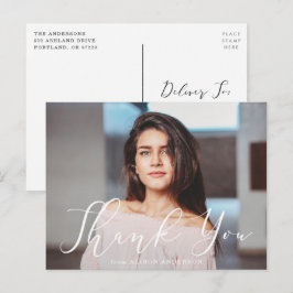 Momentous White Script Photo Afstuderen Dank u Briefkaart