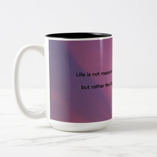 Moments coffee mug with cloud background tweekleurige koffiemok (Links)