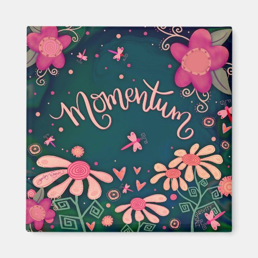 Momentum Hearts Fun Floral Dragonfly Inspirivity Magneet (Voorkant)