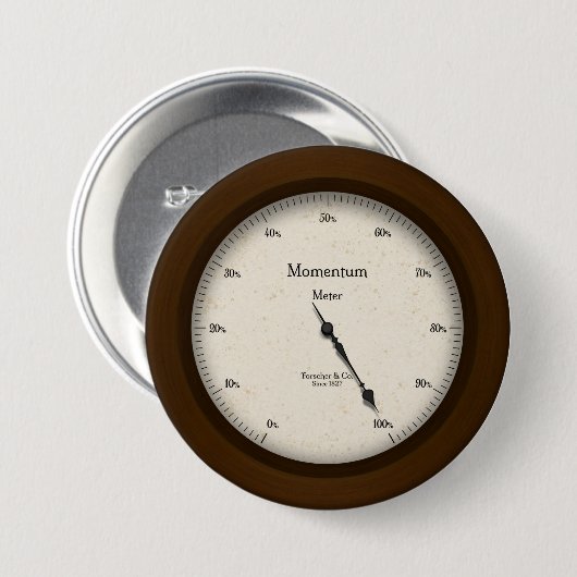 Momentum Meter  Style Steampunk Gage Ronde Button 7,6 Cm (Voorkant /achterkant)