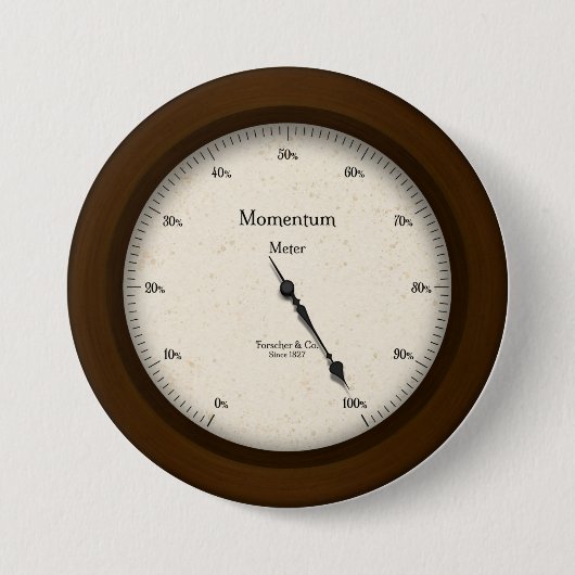 Momentum Meter  Style Steampunk Gage Ronde Button 7,6 Cm (Voorkant)