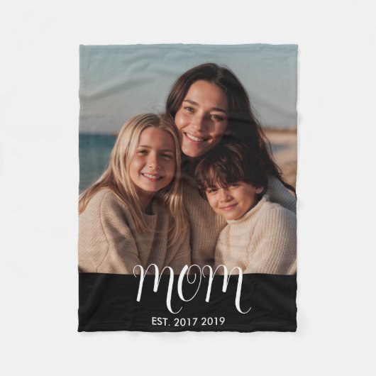 MomEstablished Black Modern Script Photo  Fleece Deken (Voorkant)