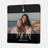 MomEstablished Black White Script Photo Keramisch Ornament (Links)