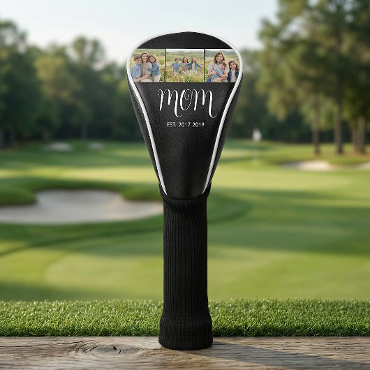 MomEstablished Modern Bold Script Black 3 Photo Golfheadcover