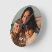 MomEstablished Modern White Script Photo Ronde Klok (Hoek)