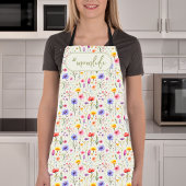 #MomLife Groen Kleurrijk Land Wildflower Patroon Schort