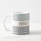 Momlife Hashtag beige blue en white Koffiemok (Links)