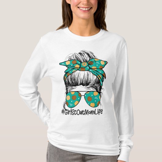 Momlife Messy Bun Scout voor meisjes Koekje Mam T-shirt (Voorkant)