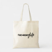 #MomLife | Modern Motherhood Script Design Tote Bag (Achterkant)