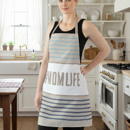 Momlife turquoise blauw en beige schort