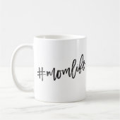 #MOMLIFE zwart minimaal script grappig citaat Koffiemok (Links)