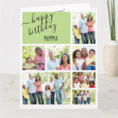 Momma 7 Fotocollage Groen Gepersonaliseerde Verjaa Kaart (Voorkant)