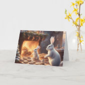 Momma and Baby Bunny at Christmas Kaart (Gele Bloem)