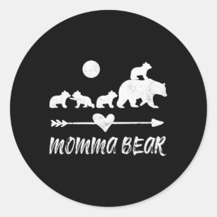 Momma Beer met vier Beer welpen Ronde Sticker