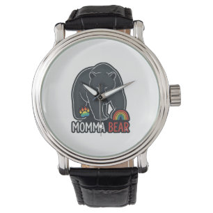 Momma Beer Regenboog Vintage Gravure Shirt Ontwerp Horloge