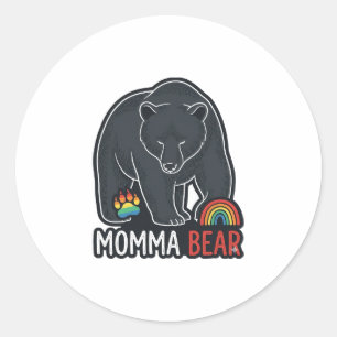 Momma Beer Regenboog Vintage Gravure Shirt Ontwerp Ronde Sticker