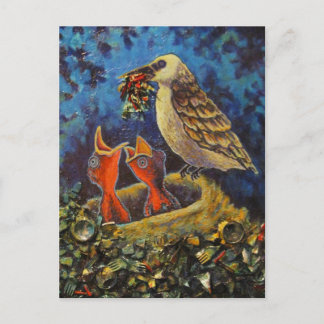 Momma Bird, Recycled Art Briefkaart