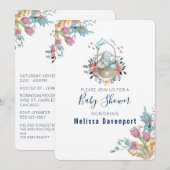 Momma Bunny, Baby shower Tulip Florals mandje Kaart (Voorkant / Achterkant)