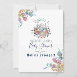 Momma Bunny, Baby shower Tulip Florals mandje Kaart