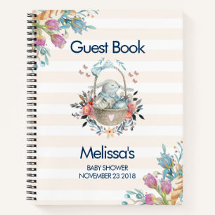 Momma Bunny, Baby shower Tulip Florals mandje Notitieboek