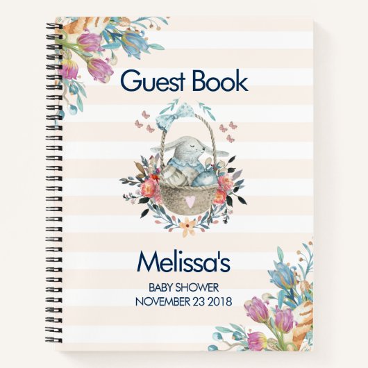 Momma Bunny, Baby shower Tulip Florals mandje Notitieboek (Voorkant)
