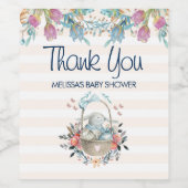 Momma Bunny, Baby shower Tulip Florals mandje Wijn Etiket (Enkel label)