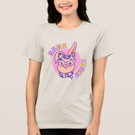 Momma Bunny Paashaas Hoofd Tri-Blend Shirt (Voorkant)