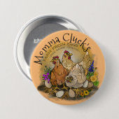 Momma Cluck's Boerderij Fresh Eggs Ronde Button 7,6 Cm (Voorkant /achterkant)
