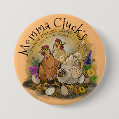 Momma Cluck's Boerderij Fresh Eggs Ronde Button 7,6 Cm (Voorkant)