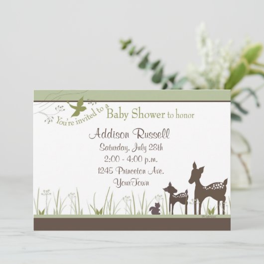 Momma en Baby Deer Shower-uitnodigingen Kaart (Staand voorkant)