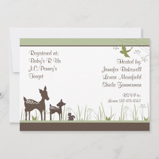 Momma en Baby Deer Shower-uitnodigingen Kaart (Achterkant)
