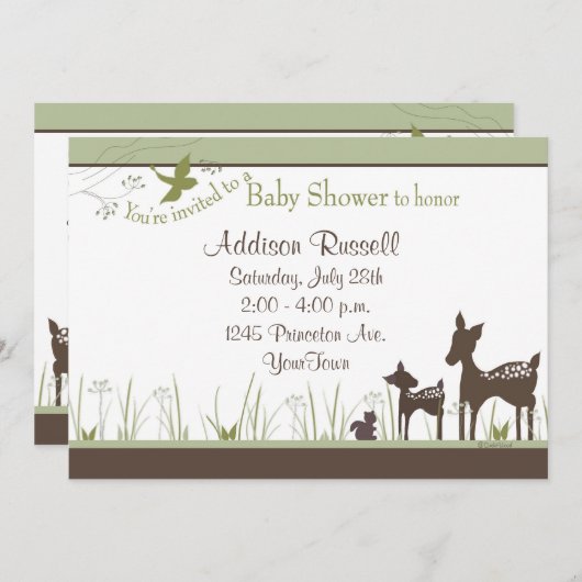 Momma en Baby Deer Shower-uitnodigingen Kaart (Voorkant / Achterkant)
