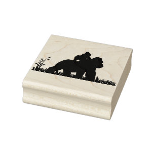 Momma en Baby Gorilla Rubberstempel