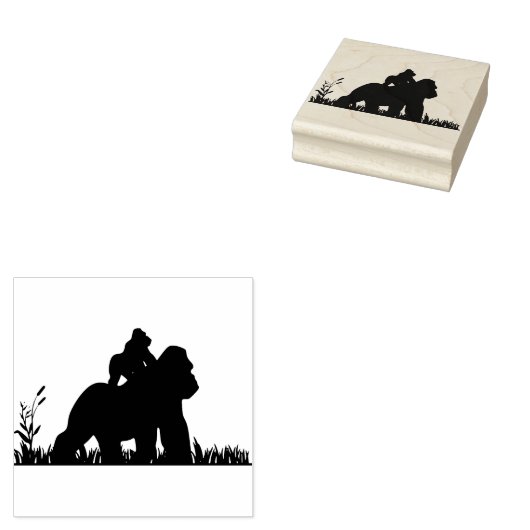 Momma en Baby Gorilla Rubberstempel (Gestempeld)