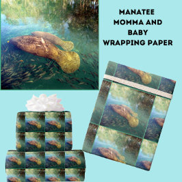 Momma en Baby Manatee inpakpapier
