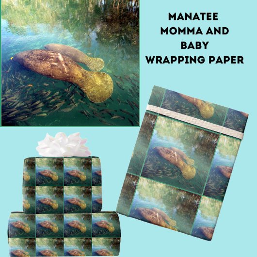 Momma en Baby Manatee inpakpapier