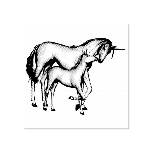 Momma en Baby Unicorn Rubberstempel (Afrduk)