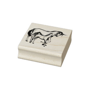 Momma en Baby Unicorn Rubberstempel