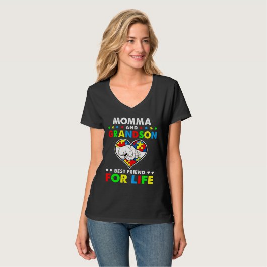 Momma en Grandson Best Friend for Life Autism Awa T-shirt (Voorkant volledig)